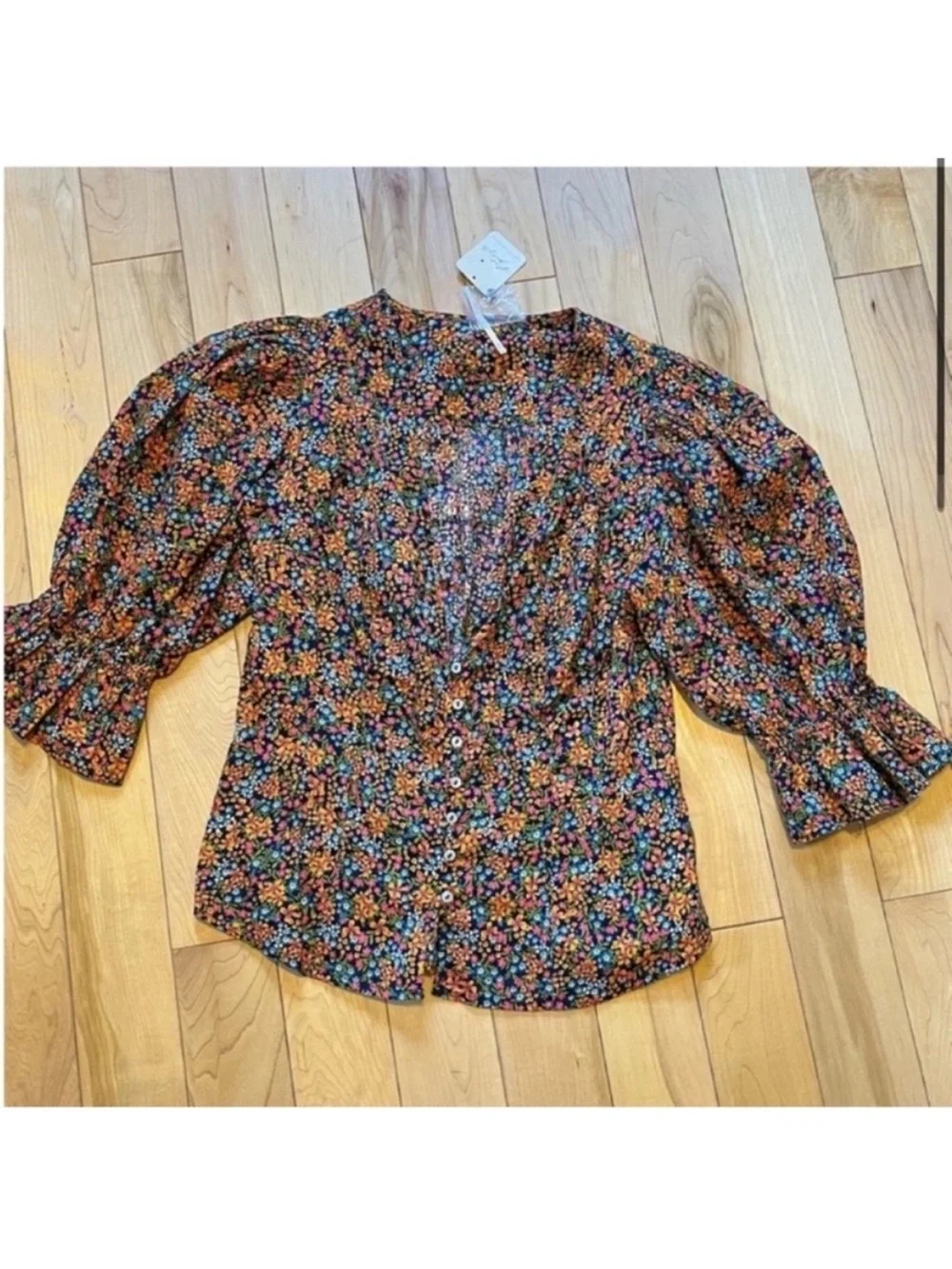 NWT Free People I Found You Printed Top in Navy Combo size medium